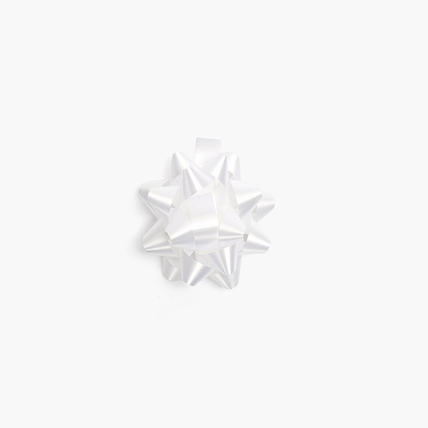 Small White Self Adhesive Star Gift Bows, 48 Pack