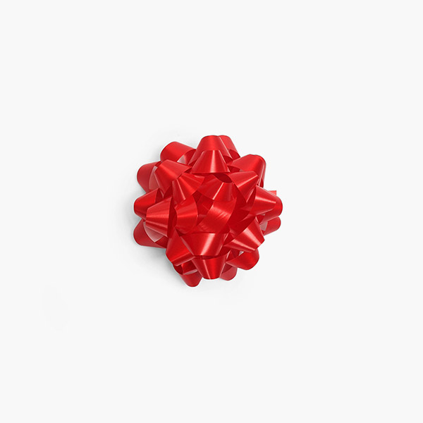 Medium Red Self Adhesive Star Gift Bows, 48 Pack