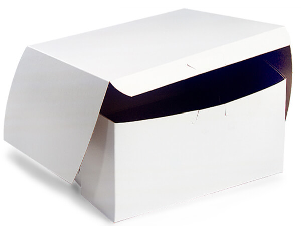 *12x12x5" White Bakery Boxes 10 Pk 1-piece Lock Corner Box