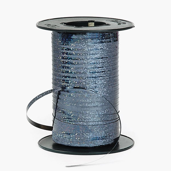 Holographic Black Glitter Curling Ribbon, 3/16"x260 yards