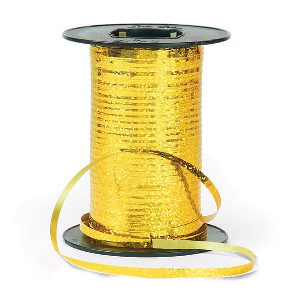 Holographic Gold Glitter Curling Ribbon, 3/16"x260 yards
