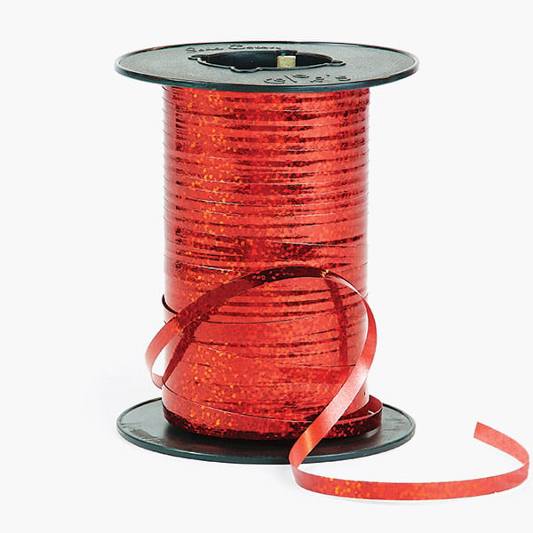 Holographic Red Glitter Curling Ribbon, 3/16"x260 yards