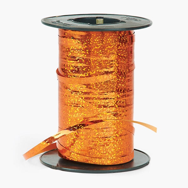 Holographic Orange Glitter Curling Ribbon, 3/16"x260 yards