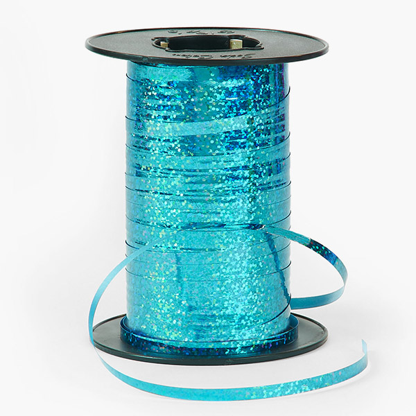 Holographic Turquoise Glitter Curling Ribbon, 3/16"x260 yards