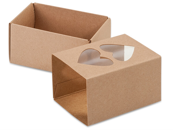 *Kraft Heart Macaron Cookie Box Set 3.75x2.5x2", 10 Pack