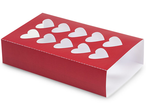 Red Macaron Cookie Box Sleeve, Heart Window, 8.25x5x2", 100 Pack