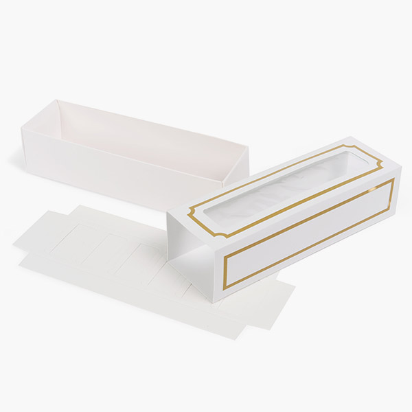 Gold Luxe Macaron Cookie Box Set 8.25x2.5x2", 10 Pack
