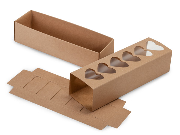 Kraft Heart Macaron Cookie Box Set, 8.25x2.5x2", 10 Pack