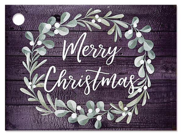 Merry Christmas Wreath Theme Card, 3.75x2.75", 6 Pack