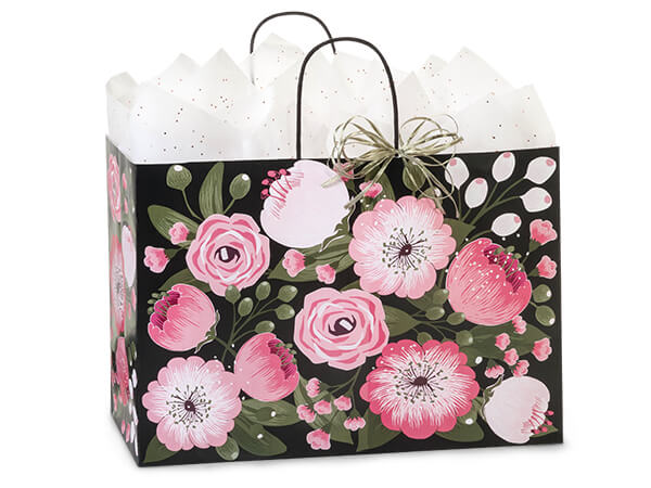 Moonlit Blooms Paper Gift Bags, Vogue, 16x6x12", 250 Pack
