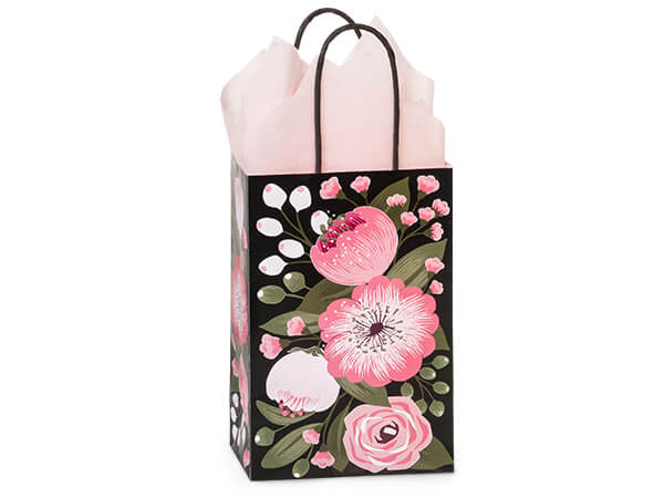 Moonlit Blooms Paper Shopping Bags Rose, 5.5x3.25x8.5", 25 Pack