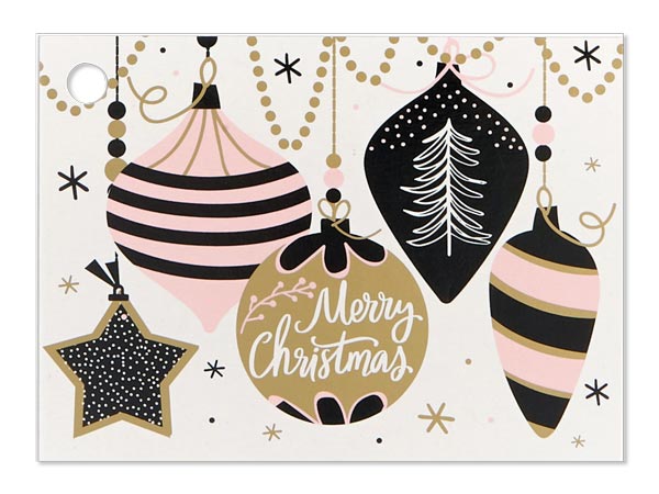 Merry Ornaments Theme Gift Card 3.75x2.75", 6 Pack