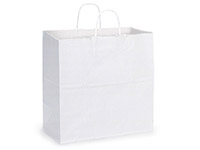 Small White Kraft Paper Shopping Bags - Case of 250