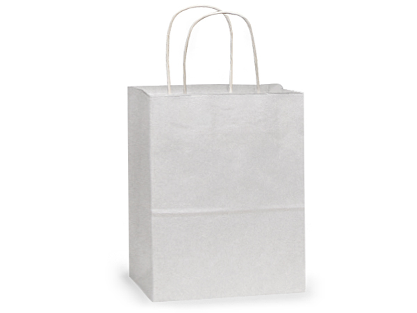 *White Kraft Paper Shopping Bags, Medium 13x7x15", 25 Pack