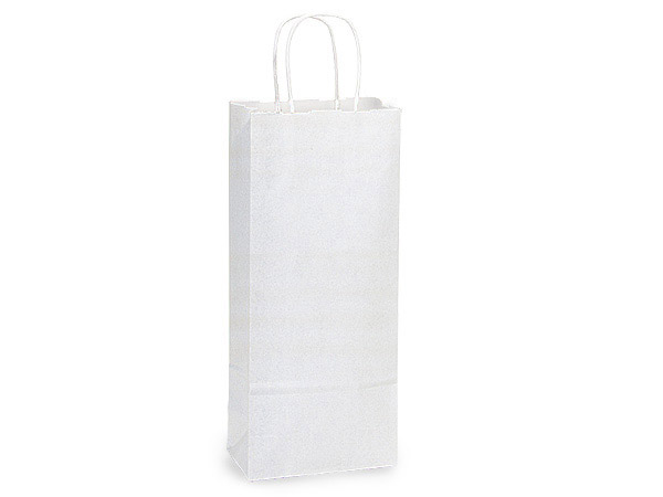 White Kraft Paper Shopping Bags, Wine 5.5x3.25x13", 25 Pack
