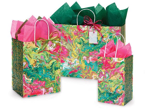 Marble Splash Paper Gift Bag Assortment, 125 Pack