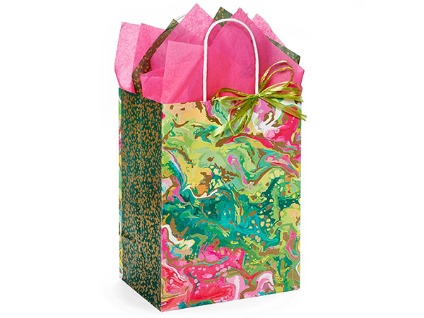 Marble Splash Paper Gift Bags, Cub 8x4.75x10", 250 Pack