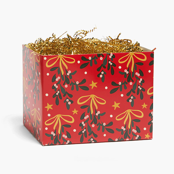 Mistletoe Bows Basket Box, Large 10.25x6x7.5", 6 Pack