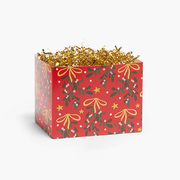 Mistletoe Bows Basket Box, Small 6.75x4x5", 6 Pack