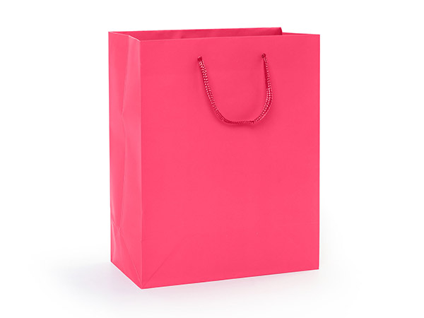 Hot Pink Matte Gift Bags, Cub 8x4x10", 100 Pack