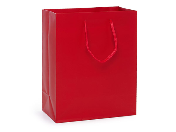 Red Matte Gift Bags, Cub 8x4x10", 100 Pack