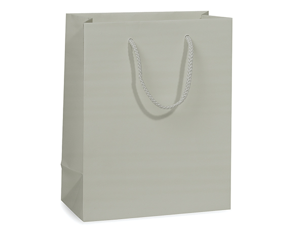 Silver Matte Gift Bags, Cub 8x4x10", 100 Pack