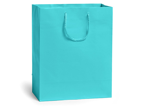 Turquoise Matte Gift Bags, Cub 8x4x10", 100 Pack