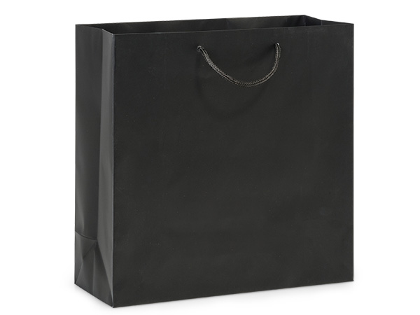Black Matte Gift Bags, Filly 12x5x12", 100 Pack