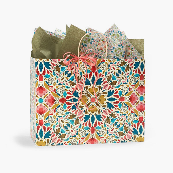 *Mosaic Tile Paper Gift Bags, Vogue 16x6x12", 100 Pack