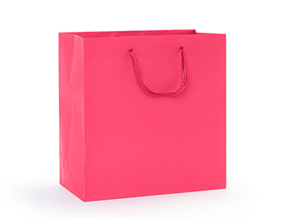 Hot Pink Matte Gift Bags, Jewel 6.5x3.5x6.5", 100 Pack