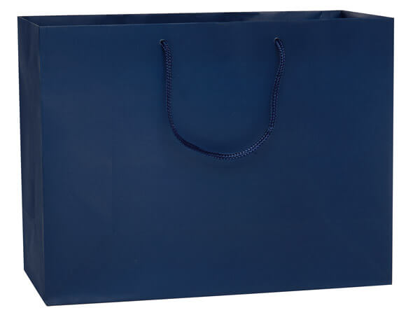 Navy Matte Gift Bags, Medium 13x5x10", 100 Pack