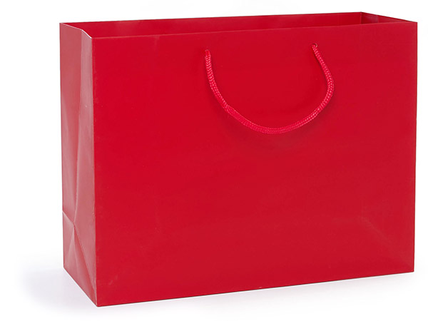 Red Matte Gift Bags, Medium 13x5x10", 100 Pack