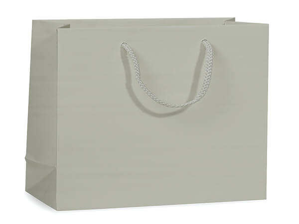 Silver Matte Gift Bags, Medium 13x5x10", 100 Pack