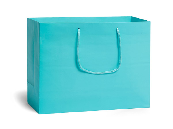 Turquoise Matte Gift Bags, Medium 13x5x10", 100 Pack