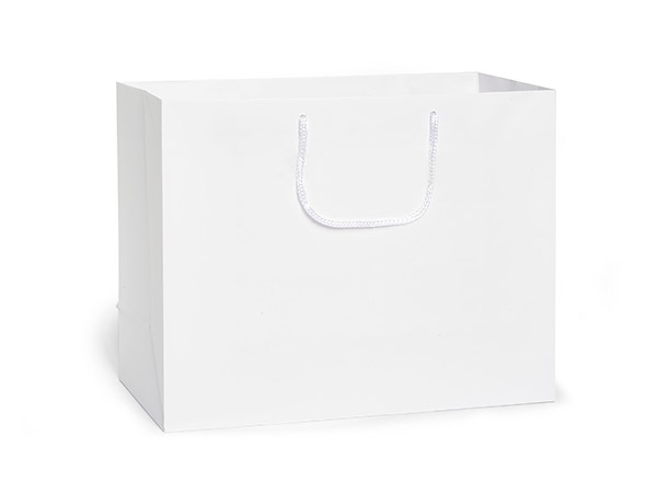 White Matte Gift Bags, Medium 13x5x10", 100 Pack