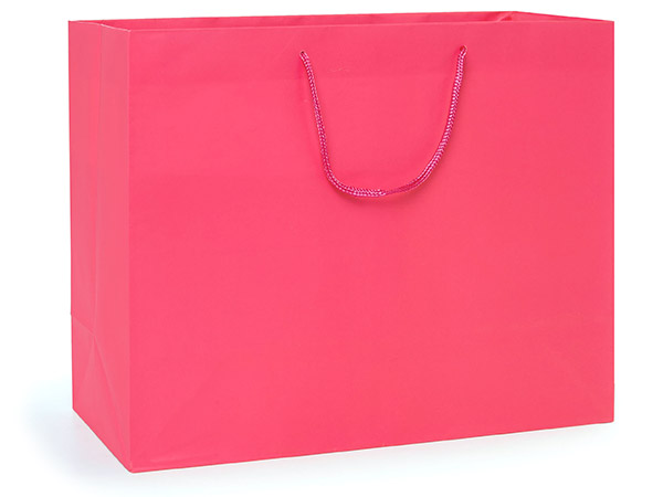Hot Pink Matte Gift Bags, Vogue 16x6x12", 100 Pack