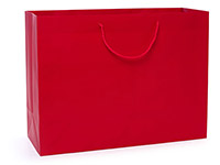 Ticking Stripe Red Paper Gift Bag, Vogue 16x6x12, 250 Pack