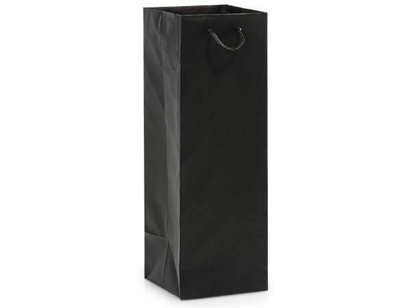 Black Matte Gift Bags, Wine 4.5x4.5x13", 10 Pack