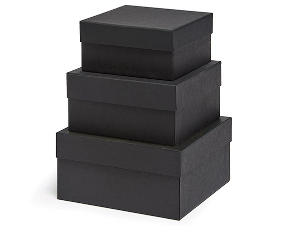 Black Kraft Nested Boxes, Large 3 Piece Set