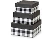 Bobasndm 3Pcs Christmas Gift Boxes, Buffalo Plaid Christmas Nesting Boxes  with Lids in 3 Assorted Sizes for Holiday Decorative Wrapping 