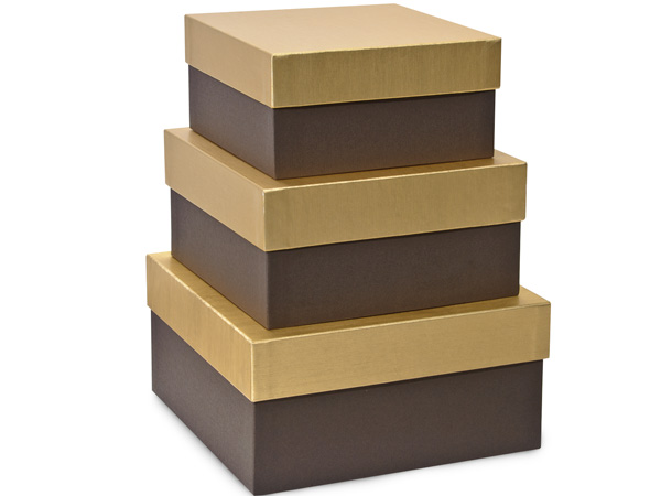 Chocolate Embossed Nested Boxes, Large 3 Piece Set