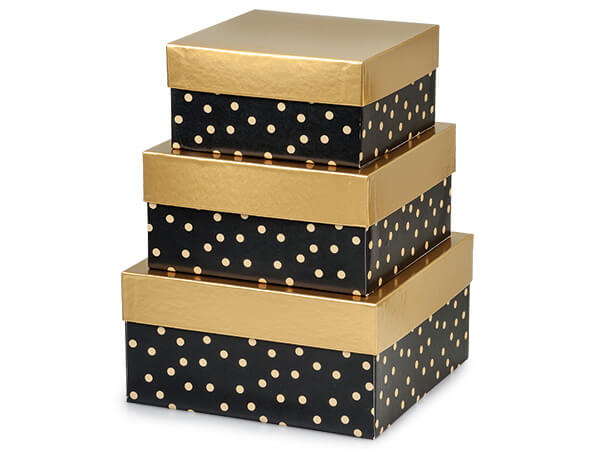 Golden Midnight Nested Boxes, Large 3 Piece Set