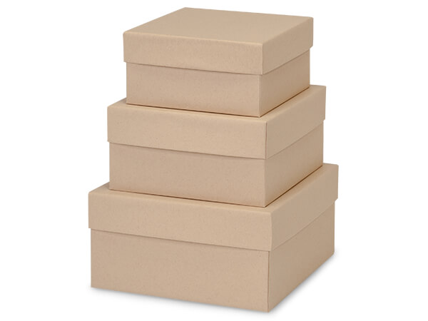 Natural Kraft Nested Boxes, Large 3 Piece Set