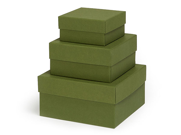 Olive Green Nested Boxes, Small 3 Piece Set