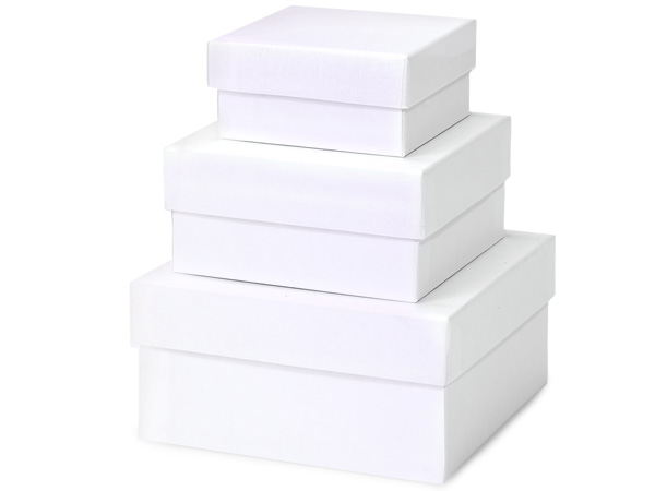 Pearl White Nested Boxes, Small 3 Piece Set