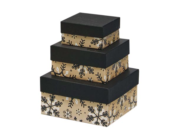 Rustic Snowflake Nested Boxes, Small 3 Piece Set