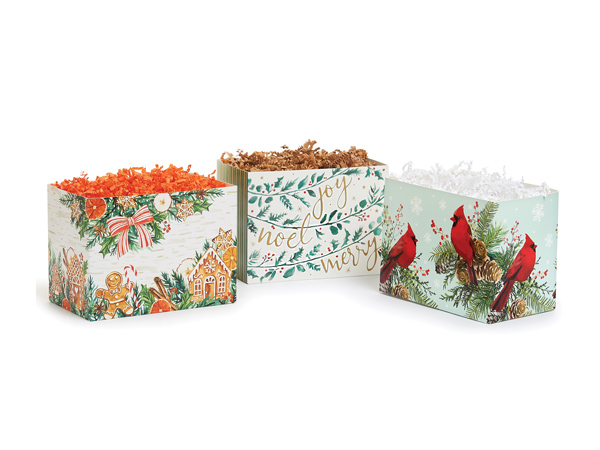 Natural Christmas Basket Box, Small Assortment, 6.75x4x5", 6 Pack