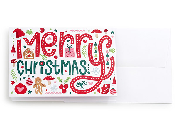 Whimsical Christmas Notecard Set, 5.5x4.25", 25 Pack