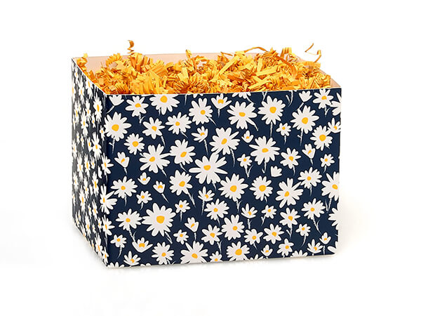 Navy Daisy Basket Boxes, Small 6.75x4x5", 6 Pack