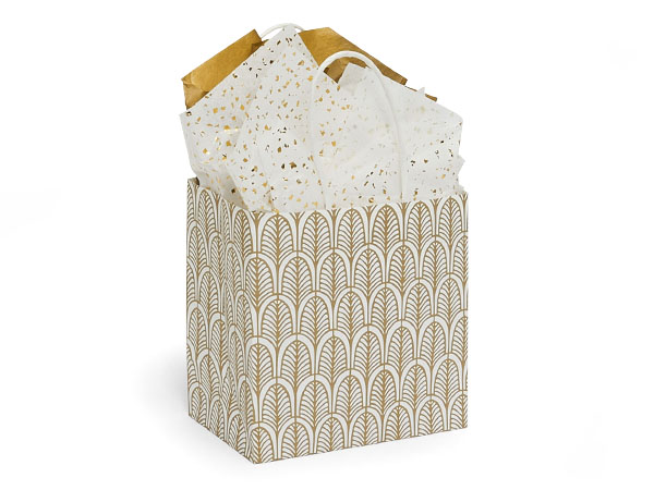 Nouveau Gold Paper Gift Bags, Jewel 6.5x3.5x6.5, 250 Pack